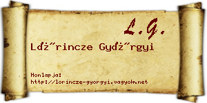 Lőrincze Györgyi névjegykártya